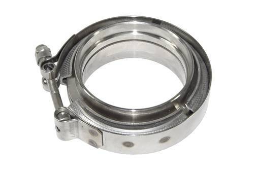 Racing_speed_autoparts 4 Inch V-Band Clamp Kit - Stainless Steel Clamp With Mild Steel Flanges For Exhaust Pipe (102mm)