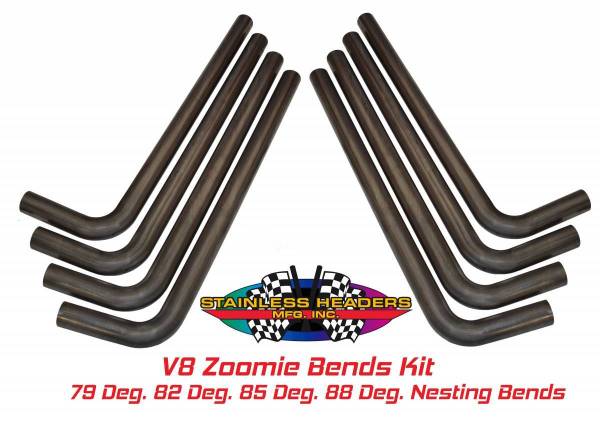 Stainless Headers - Mild Steel V8 Zoomie Bend Kit
