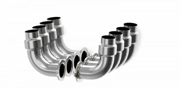 Stainless Headers - Stainless X275 Zoomie Header Tips- Upright with Mufflers
