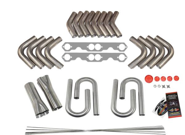 Small Block Chevy Round Port Custom Fender Exit Header Build Kit