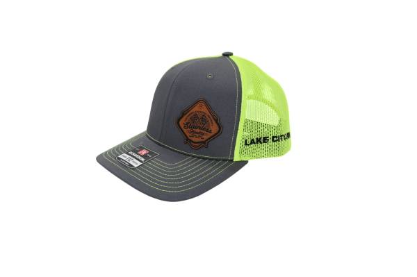RETRO Stainless Headers Hat- Leather Patch Neon Green