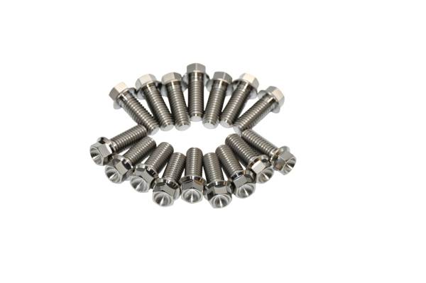 RaceTech Titanium Header Bolt Kit- 3/8"-16 x 1" Long Hex Head Bolts (Set of 16)