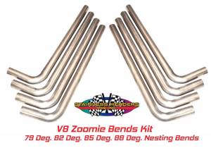 Mandrel Bends - Zoomie Bend Kits - Stainless Headers - 321 Stainless Steel V8 Zoomie Bend Kit