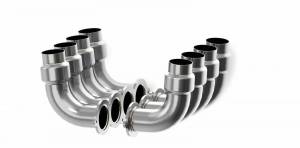 Stainless X275 Zoomie Header Tips- Upright with Mufflers