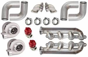 Forced Induction - Complete Turbo Kits - Stainless Headers - Chevy LS-Universal Twin Turbo Kit: Straight Exit Manifolds