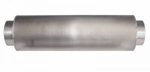 Aluminum Components- Round - Aluminum Mufflers + Resonators - Stainless Headers - Aluminum PowerMuffler- 4" Inlet & 5" OD Body
