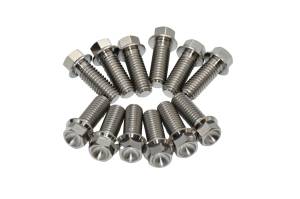 RaceTech Titanium Header Bolt Kit- 3/8"-16 x 1" Long Hex Head Bolts (Set of 12)