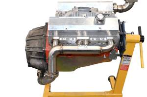 Small Block Chevy Single Turbo Header (Rear Crossover- 4L80E Bellhousing Shown))