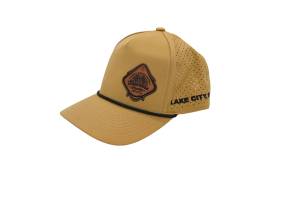 RETRO Stainless Headers Hat- Leather Patch Logo-Coyote Tan