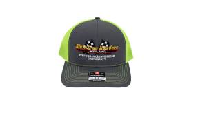 RETRO Stainless Headers Hat- Stitched Logo-Charcoal on Neon Green