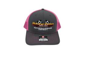RETRO Stainless Headers Hat- Stitched Logo-Charcoal on Neon Pink