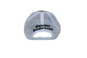 RETRO Stainless Headers Hat- Stitched Logo-Heather Gray on White (Back)