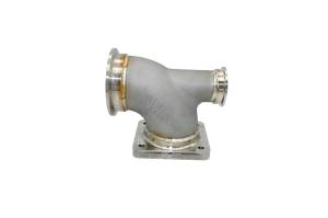 3D Printed Turbo Elbow- Show with Optional Billet T4 Turbo Flange, SHM 3" V-Band Assy, and 45mm Wastegate Flange