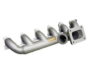 Ford 300/4.9L Inline 6 Turbo Header- W/ Optional Wastegate + Satin Silver Ceramic Coating