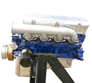 Small Block Ford Dart/AFR 351w Turbo Header- Up & Forward- W/ Satin Silver Ceramic