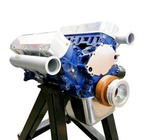 Small Block Ford Dart/AFR 351w Turbo Header- Up & Forward- W/ Satin Silver Ceramic
