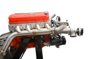 Chevy LS Single Turbo Header (Rear Crossover)--Angle Exit