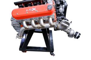 Chevy LS Single Turbo Header (Rear Crossover)--Angle Exit Variant