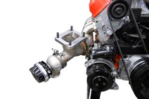 Chevy LS Single Turbo Header (Rear Crossover)--Angle Exit Variant